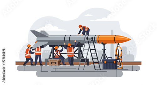 People working on a rocket.