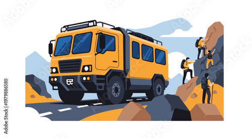 Rugged yellow off-road expedition truck for adventure travel.