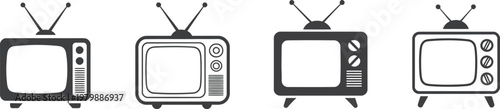 Tv icon set featuring television icon vector designs in modern style for media entertainment streaming platforms and digital screen interface use