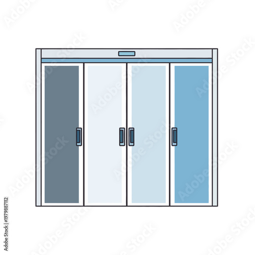 Modern Automatic Sliding Glass Doors Entrance Building Facade