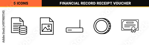 Business and legal document minimalist outline icon set