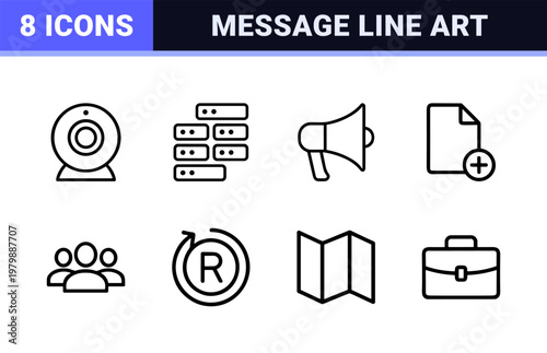 Chat and Communication Minimalist Line Icon Set for Web and Mobile