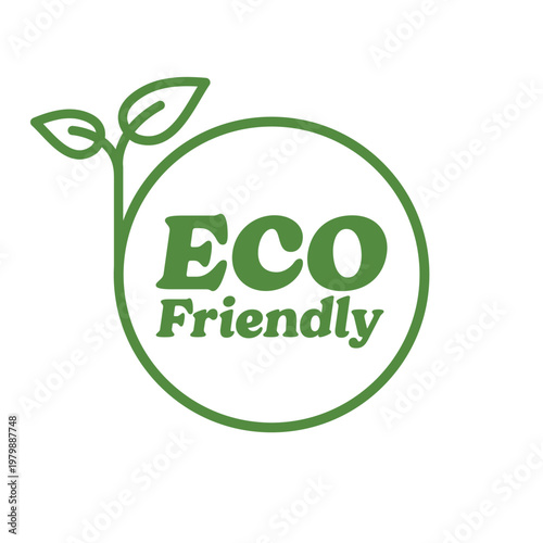 ECO FRIENDLY badge design logo with leaves ecological environmental badge