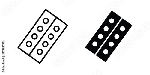 Pill blister. Flat and outline icons. Black iconsicon. Flat and outline icons. Black icons