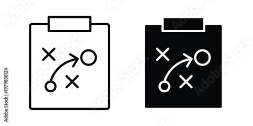 Planning icon. Flat and outline icons. Black icons