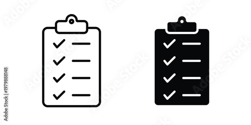 Planning icon. Flat and outline icons. Black icons