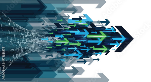 Arrows move forward together to symbolize rapid progress and strategic direction.