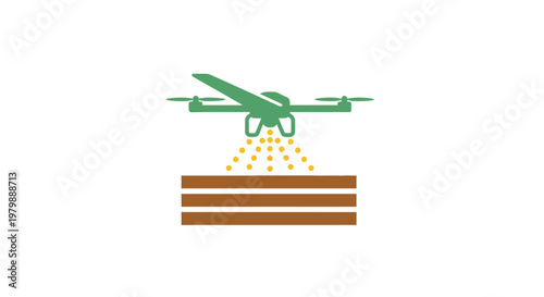 Green drone spraying pesticide farm.