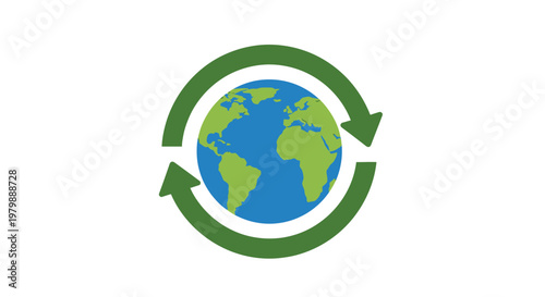 Green Earth Globe with Circular Arrows.