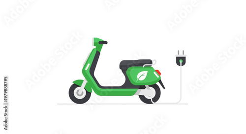 Green Electric Scooter Charging Station.