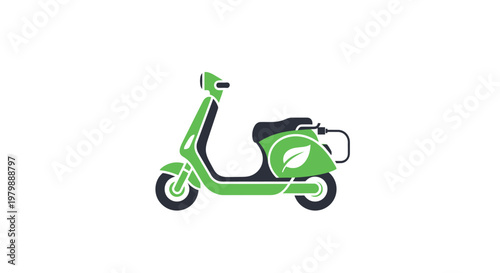 Green Electric Scooter Side View.