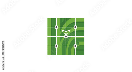 Green grid pattern with white lines.