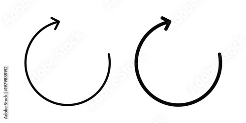 Refresh icon. Flat and outline icons. Black icons