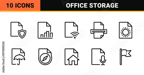 Document management and office file organization outline icons.