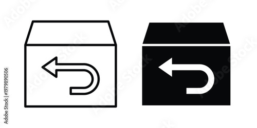 Return purchase icon. Flat and outline icons. Black icons