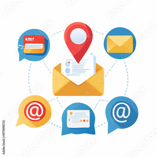 Contact Information Communication Network Concept.