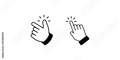 Hand cursor icon set clicking tapping finger and thumb action pointing selection gesture interaction user interface element digital choice web navigation