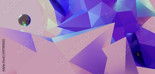 Modern triangle, geometric, abstract background, 3D illustration.