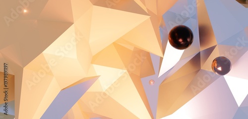 Modern triangle, geometric, abstract background, 3D illustration.