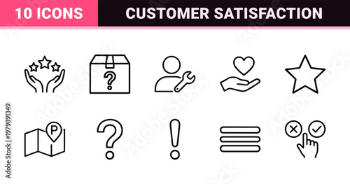 Minimalist user feedback and customer review icon set