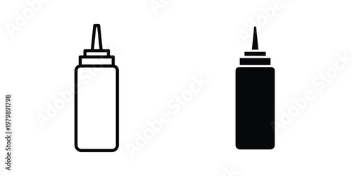 Sauce bottles icon. Flat and outline icons. Black icons