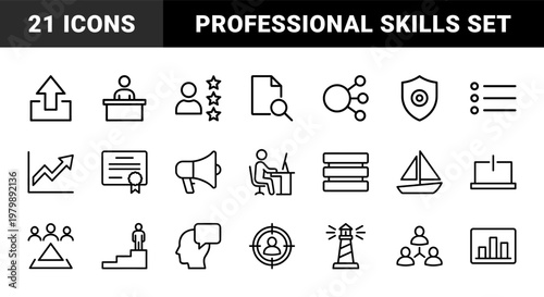 Business expert and professional management outline icon set