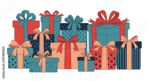 Colorful Gift Boxes with Ribbons.