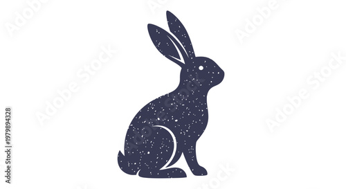 Dark Purple Silhouette Rabbit Sitting Profile.