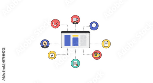 Smartphone with colorful app icons.