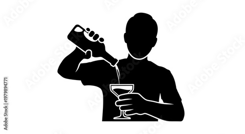 A bartender pouring a drink into a cocktail glass in a modern bar