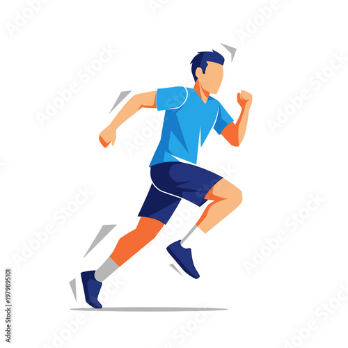 Fit Man Running Fast, Dynamic Motion Vector Illustration