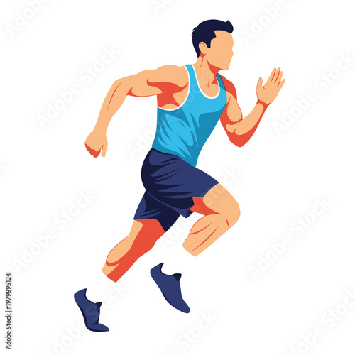 Fit Man Running Athlete Sprinting Marathon Race Sport Fitness Healthy Lifestyle