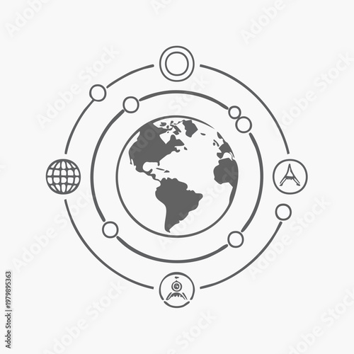 Global network of interconnected communication satellites orbiting Earth.