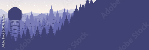 Flat vector pastel purple wilderness massive dark right copy space