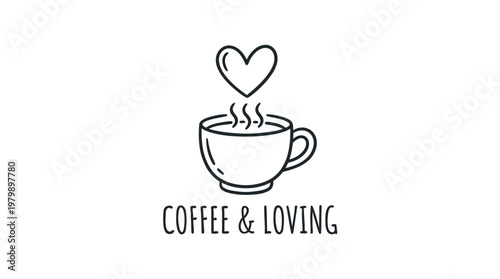 Minimalist Coffee Cup with Heart Above