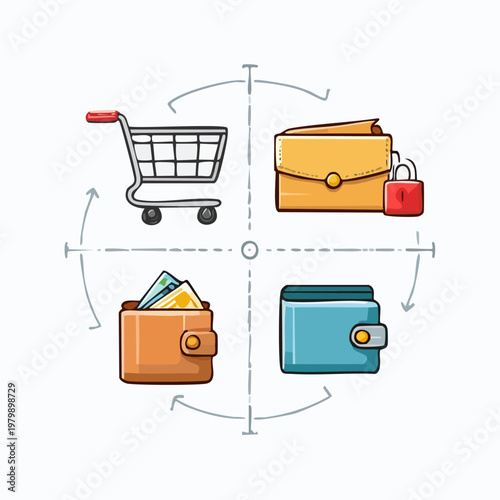 Online shopping and payment security concept illustration.