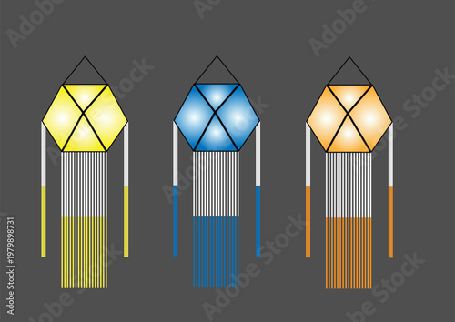 Sri Lankan Vesak Lantern Vesak Kudu Colorful Paper Festival Light Vector Art