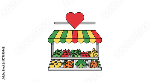 Colorful fruit and vegetable market stand.