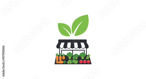 Colorful illustration of a market stand.