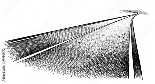 Train tracks converging into the distance with a train approaching.