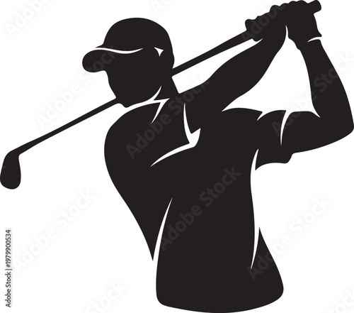 golfer silhouette swing golf sport athlete icon vector illustration