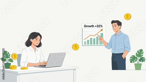 Business growth chart presentation