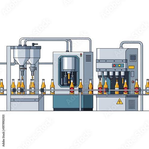 Automated Bottling Production Line - Beverage Factory Machinery