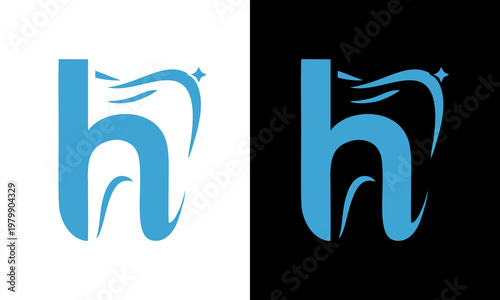 A stylized blue letter on white and black backgrounds showcases creative design elements.