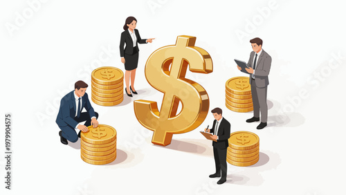 Business people with dollar coins