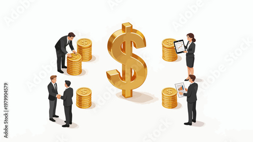 Business people with dollar coins