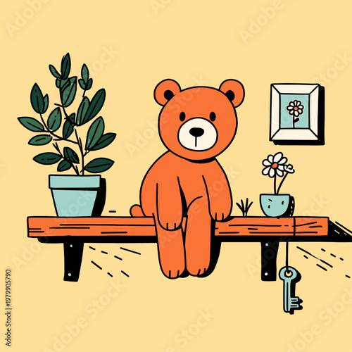 A Teddy Bear and Objects on a Shelf Telling a Story of Memories