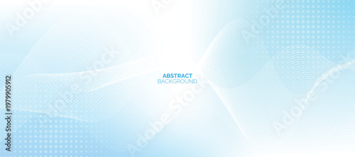 Abstract blue digital dynamic wave background. Futuristic hi-technology concept. Modern graphic pattern design. Simple white and blue gradient texture.