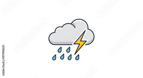 Weather Cloud with Rain and Lightning.