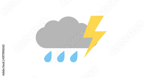 Weather icon with rain and lightning.